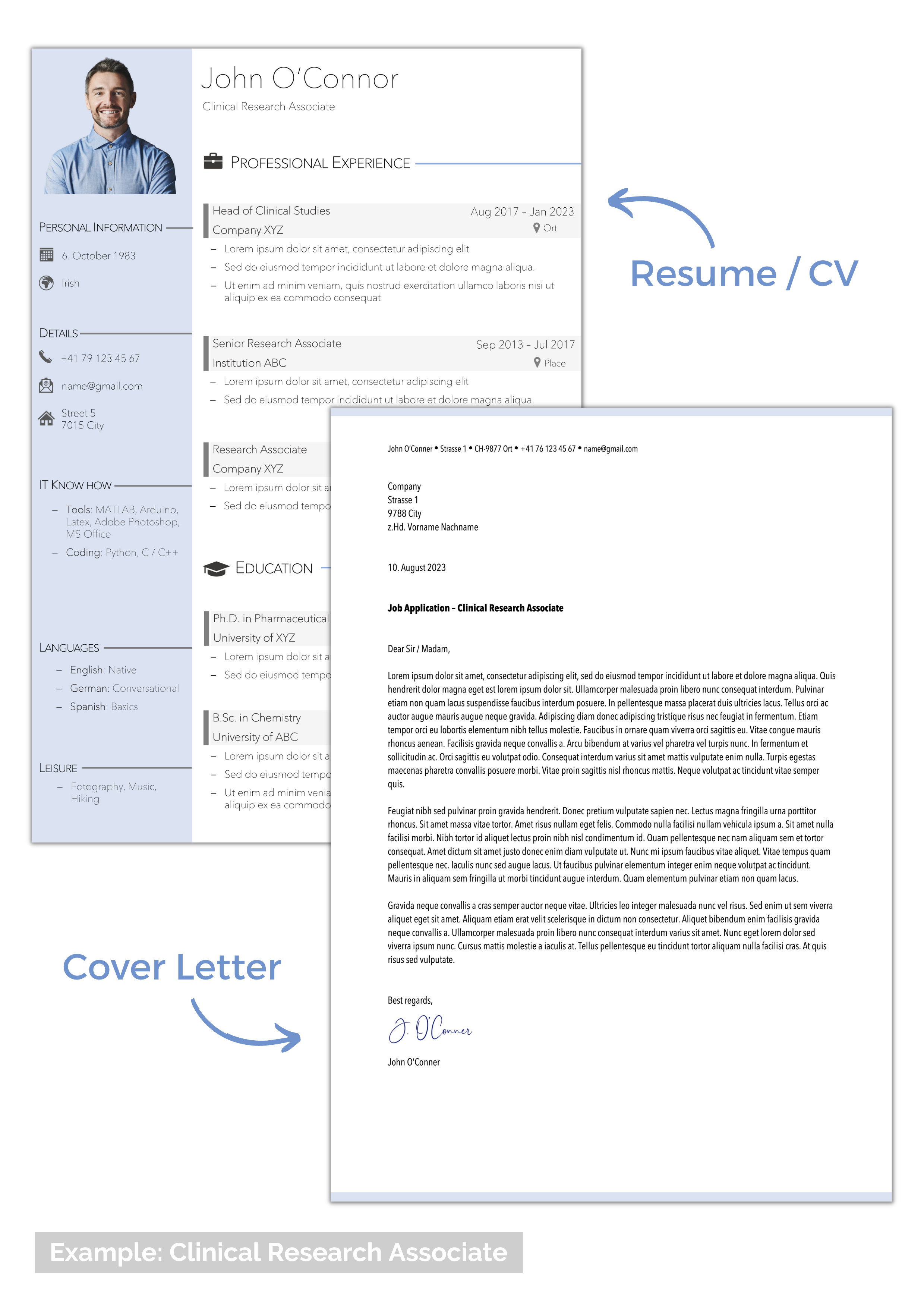 sample swiss job application resume and cover letter for researcher