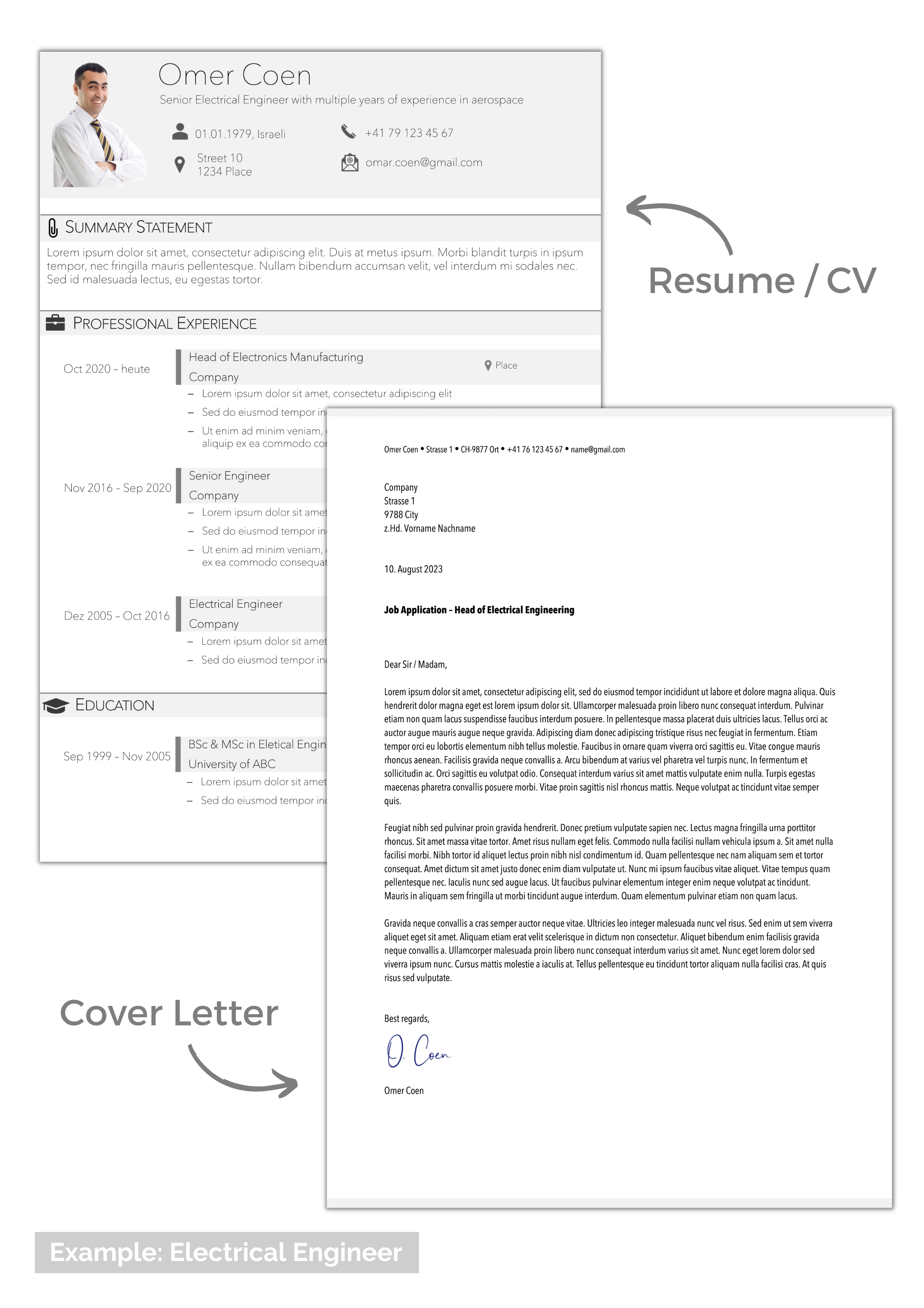 sample swiss job application resume and cover letter for engineer
