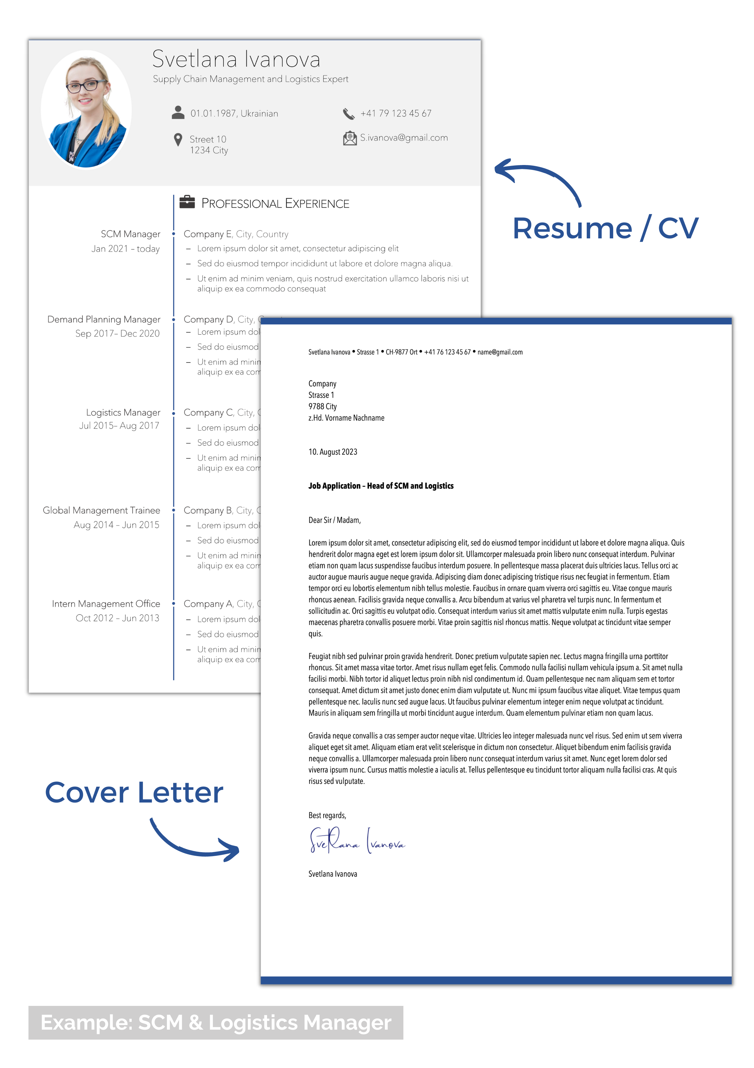 sample swiss job application resume and cover letter for logistics manager