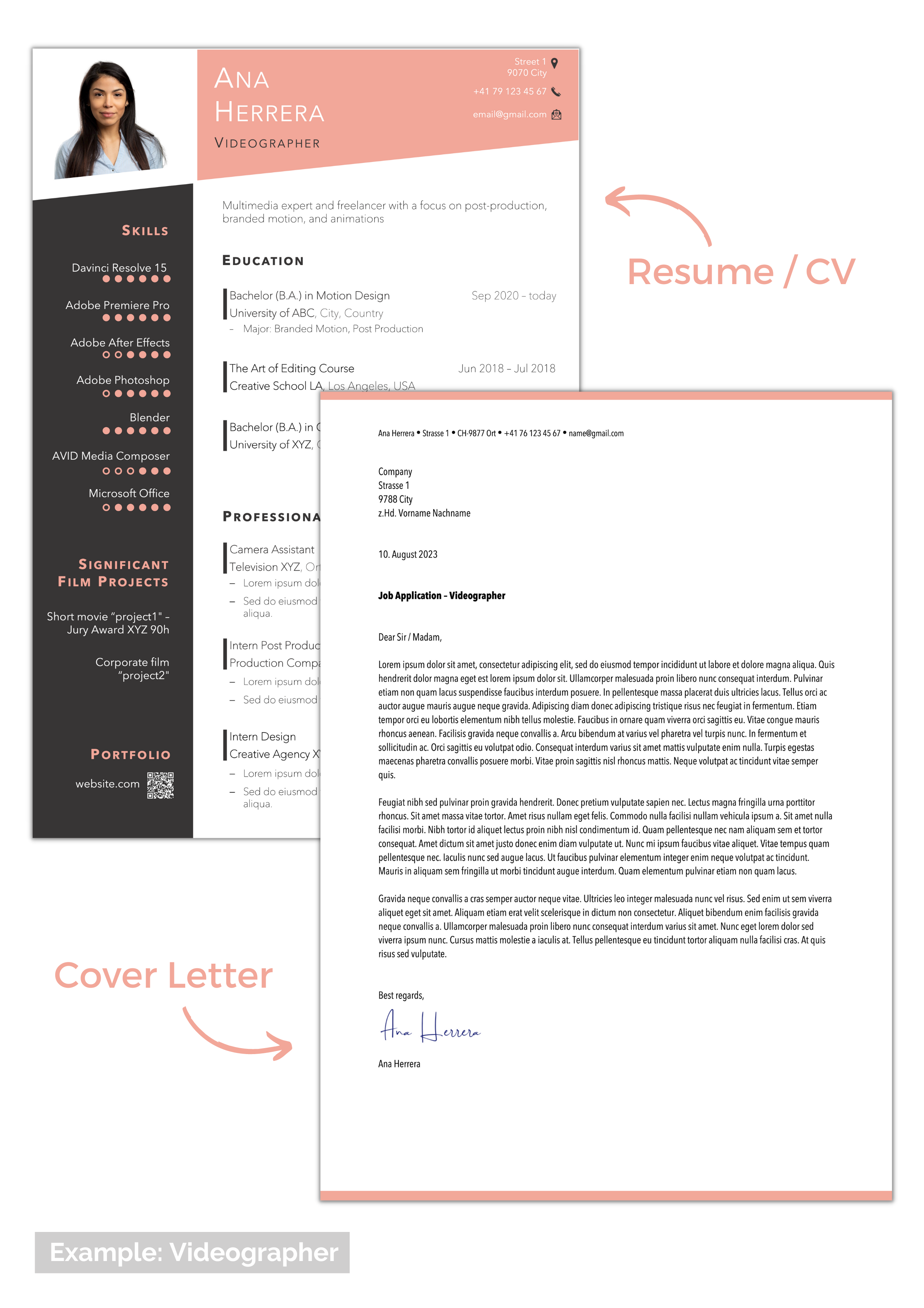 sample swiss job application resume and cover letter for videographer