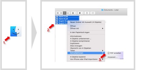Anleitung Bewerbung als PDF zusammenfügen mit Finder auf macOS